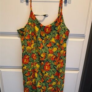 Toad&Co Vibrant Orange and Green Mini Dress